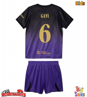 Barcelona Paez Gavi #6 Replica Away Stadium Kit for Kids 2026-27 Short Sleeve (+ pants)